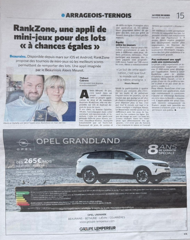Article de La Voix du Nord sur RankZone